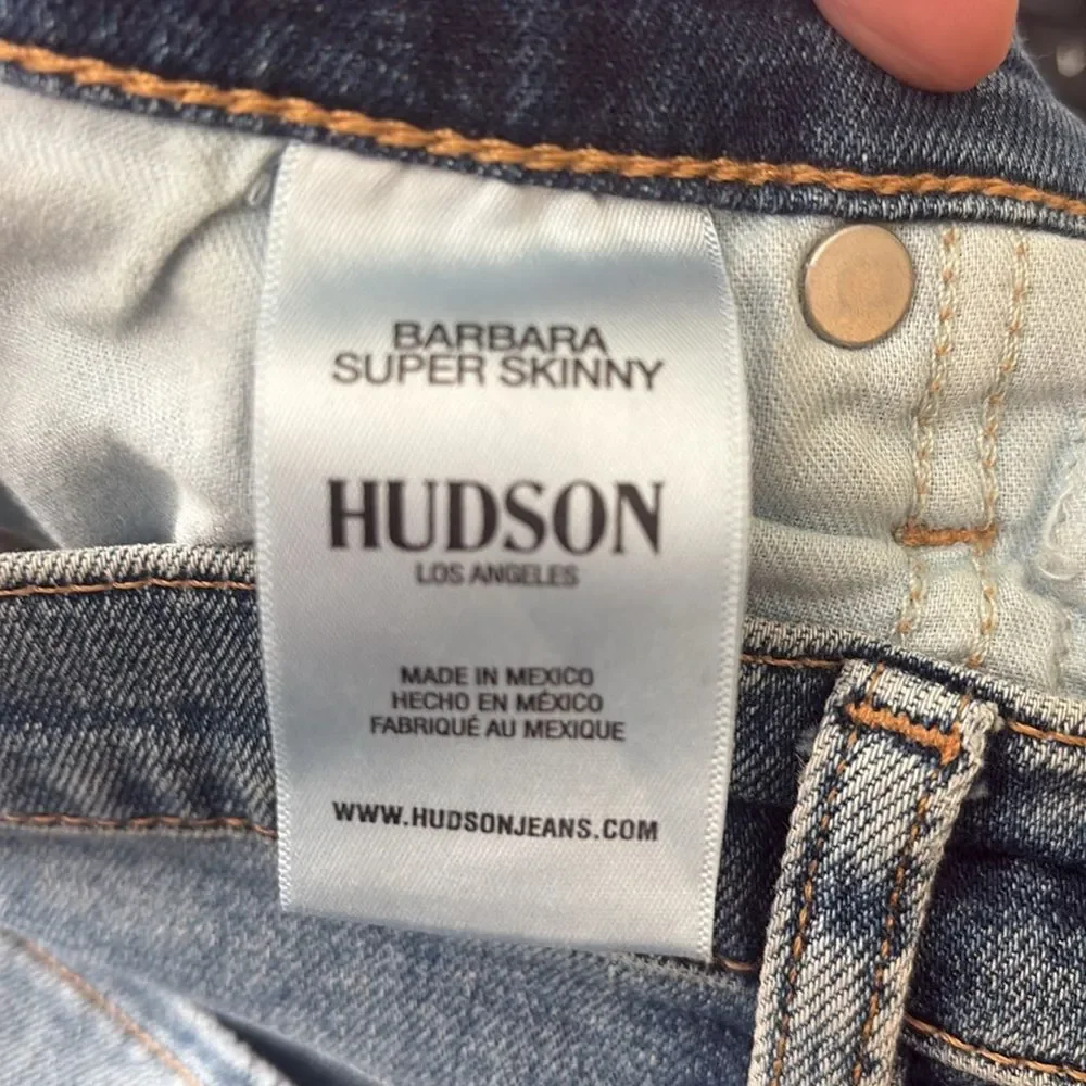Hudson Jeans Barbara Super Skinny Denim Stretchy Jeans In Adored Wash Sz 28